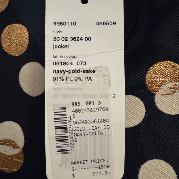 Akris Punto Navy Jacquard Metallic Dot Jacket — Size 8, NWT - Picture 8 of 14